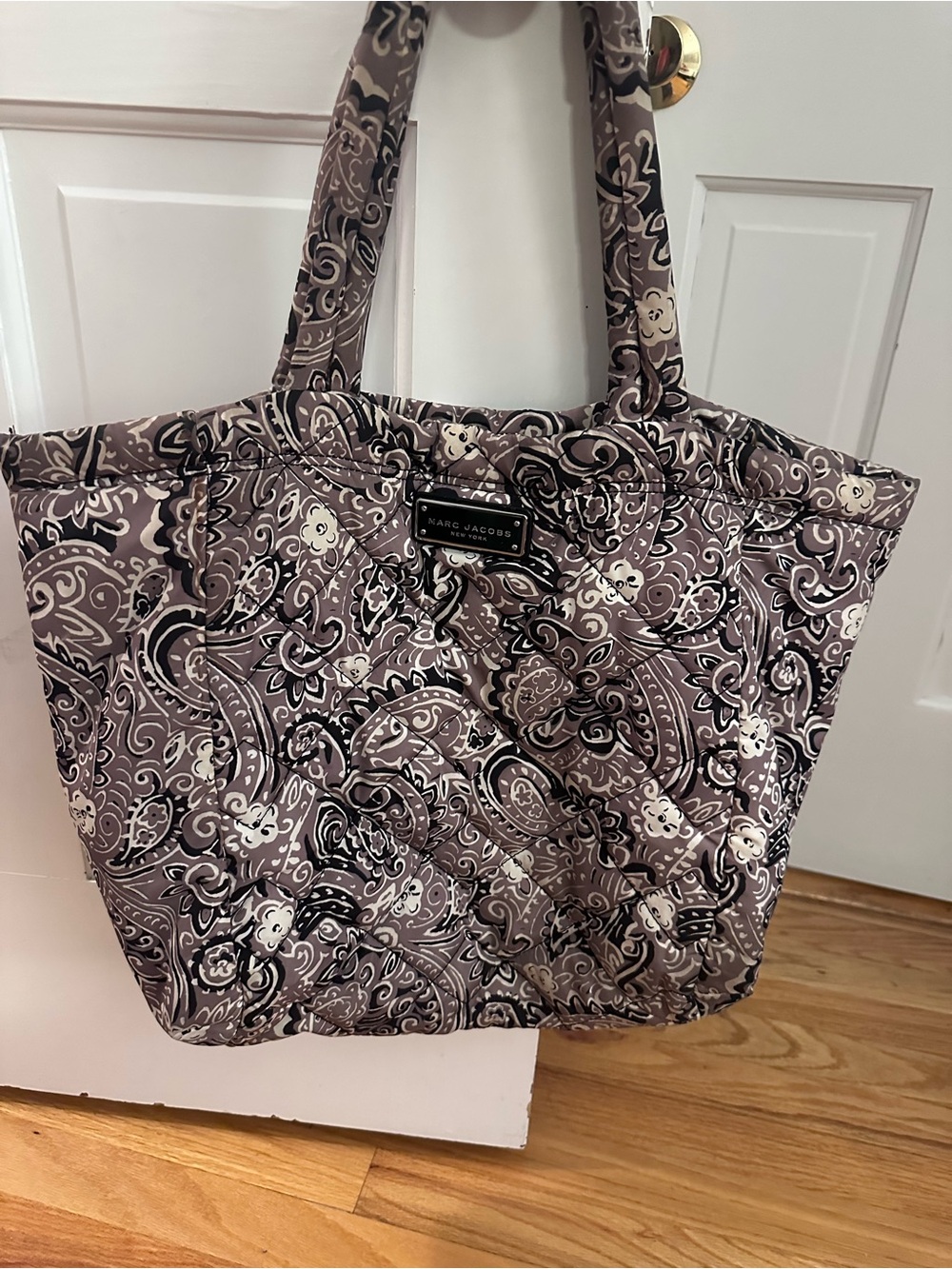 Marc Jacobs Paisley Quilted Tote in Taupe, Black and Cream